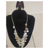 Paparazzi Silver Disc Statement Necklace Set