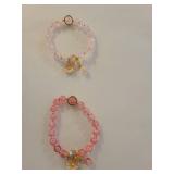 Pink Crystal Beaded Bracelet with Daisy Charm