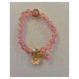 Pink Crystal Beaded Bracelet with Daisy Charm