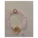 Pink Crystal Beaded Bracelet with Daisy Charm