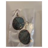 Handcrafted Copper and Turquoise Patina Earring Set