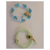 Handcrafted Beaded Charm Bracelets Set - Blue and Green