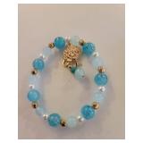 Handcrafted Beaded Charm Bracelets Set - Blue and Green