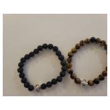 Tiger Eye and Lava Stone Turtle Bracelet Set