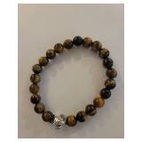 Tiger Eye and Lava Stone Turtle Bracelet Set