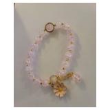 Pink Crystal Beaded Bracelets with Charm Set