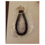 Silver Bird and Leaf Bracelet Set with Black Leather Keychain