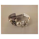 Pearl Necklace and Bracelet Set with Silver Accents