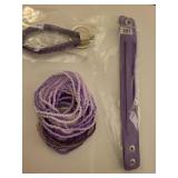 Purple Beaded Waist Belt Set with Keychain
