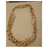 Multi-strand Pearl and Gold Necklace with Matching Ring Set