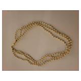 Multi-strand Pearl and Gold Necklace with Matching Ring Set