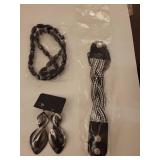 Black Glass Bead Necklace and Jewelry Set