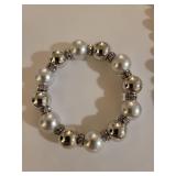 White Bead Necklace with Silver Accent Set