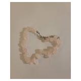 Rose Quartz Chip Bracelet with Silver Clasp