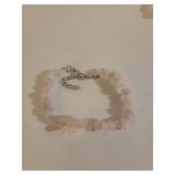 Rose Quartz Chip Bracelet with Silver Clasp