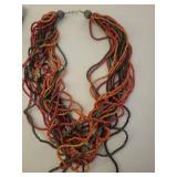 Multi-Strand Wooden Bead Necklace in Autumn Colors
