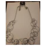 Silver Circle Link Statement Necklace
