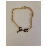 Fashion Jewelry Collection - Paris Name Chain, Blue Crystal Ring and Bracelets Set