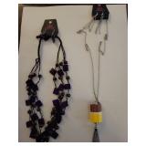 Paparazzi Jewelry Set - Wooden Pencil Necklace and Navy Beaded Necklace