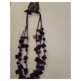 Paparazzi Jewelry Set - Wooden Pencil Necklace and Navy Beaded Necklace
