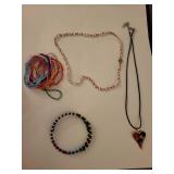Mixed Jewelry Collection - Beaded Necklaces and Heart Pendant