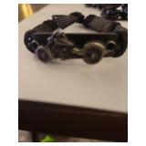 Black Floral Bangle and Beaded Necklace Set