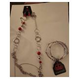 Paparazzi Red Bead and Silver Chain Jewelry Set