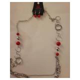 Paparazzi Red Bead and Silver Chain Jewelry Set