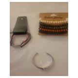 Fashion Jewelry Set - Beaded Bracelets and Silver Coral Cuff