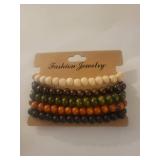 Fashion Jewelry Set - Beaded Bracelets and Silver Coral Cuff