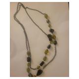 Green Fashion Jewelry Set with Necklaces and Hoop Earrings