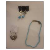 Turquoise Beaded Jewelry Set with Silver Accents