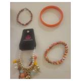 Paparazzi Bracelet Collection - Orange and Pearl Charm Set