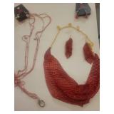 Paparazzi Red Mesh Jewelry Set