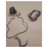Paparazzi Blue and Silver Beaded Jewelry Set