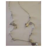 Versona White Bead Silver Chain Necklace Set