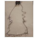 Versona White Bead Silver Chain Necklace Set