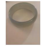 Jewelry Set - Natural Jade Bangle and Crystal Bracelet with Silver Hearts