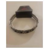 Jewelry Set - Natural Jade Bangle and Crystal Bracelet with Silver Hearts