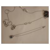 Blue Crystal Silver Pendant Necklace