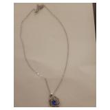 Blue Crystal Silver Pendant Necklace