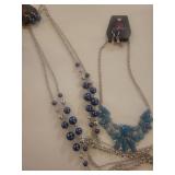 Paparazzi Blue Pearl and Crystal Jewelry Set