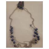 Paparazzi Blue Pearl and Crystal Jewelry Set