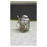 Western German Glass Beer Stein with Deer Design