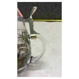 Western German Glass Beer Stein with Deer Design