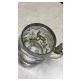 Western German Glass Beer Stein with Deer Design