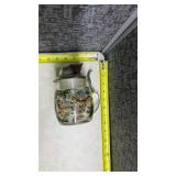 Western German Glass Beer Stein with Deer Design