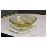 Yellow Depression Glass Floral Bowl
