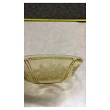 Yellow Depression Glass Floral Bowl