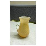 Yellow Glass Pitcher with Clear Handle